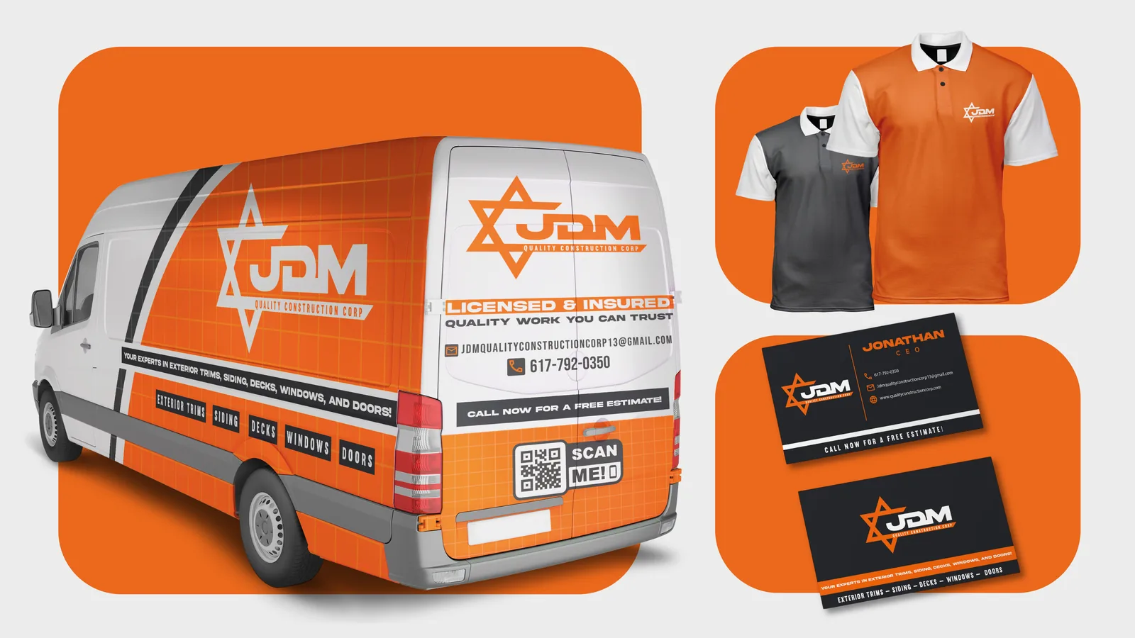 JDM Quality Construction — brand identity and van wrap by Edilab