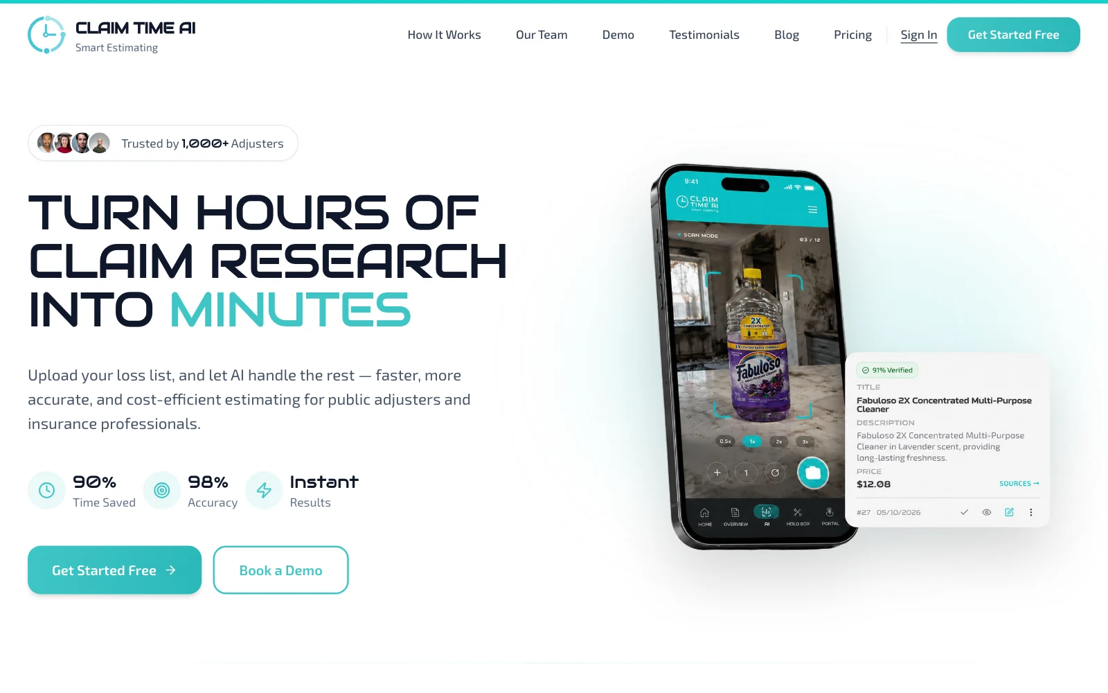 Claim Time AI — a custom web application built by Edilab