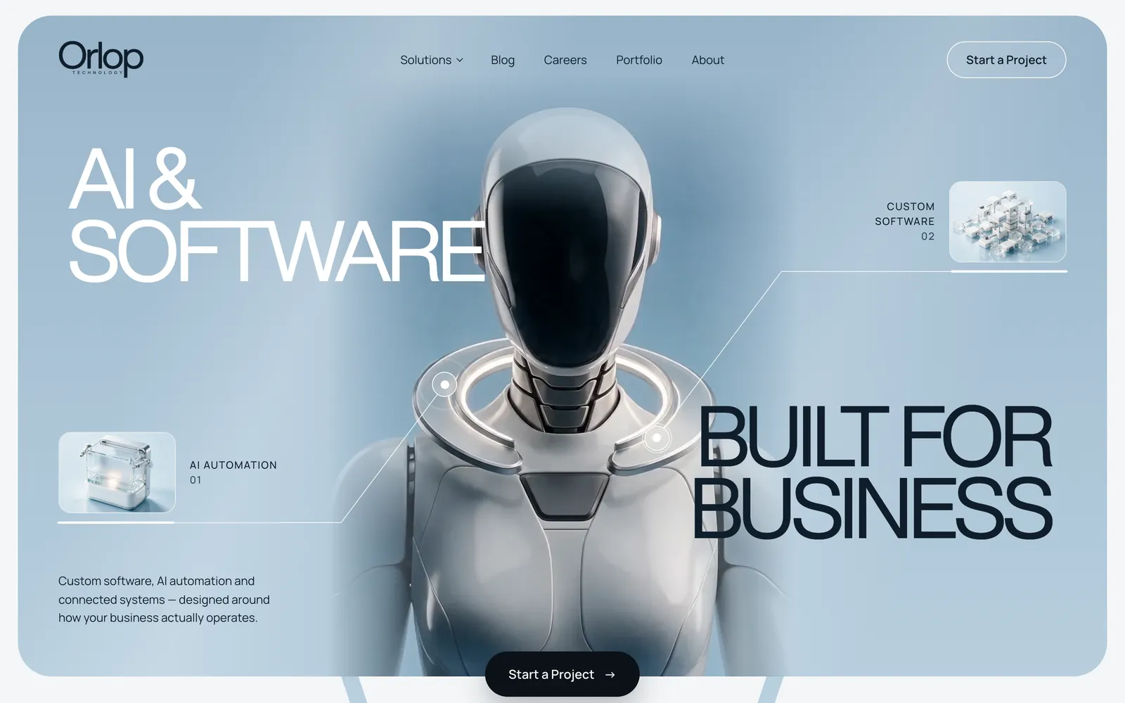Orlop Technology’s website, designed and built by Edilab Studio, on a desktop screen