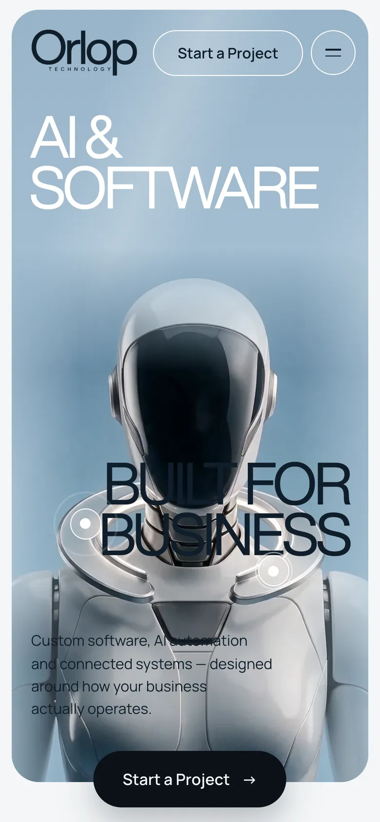 The same Orlop Technology website on a phone